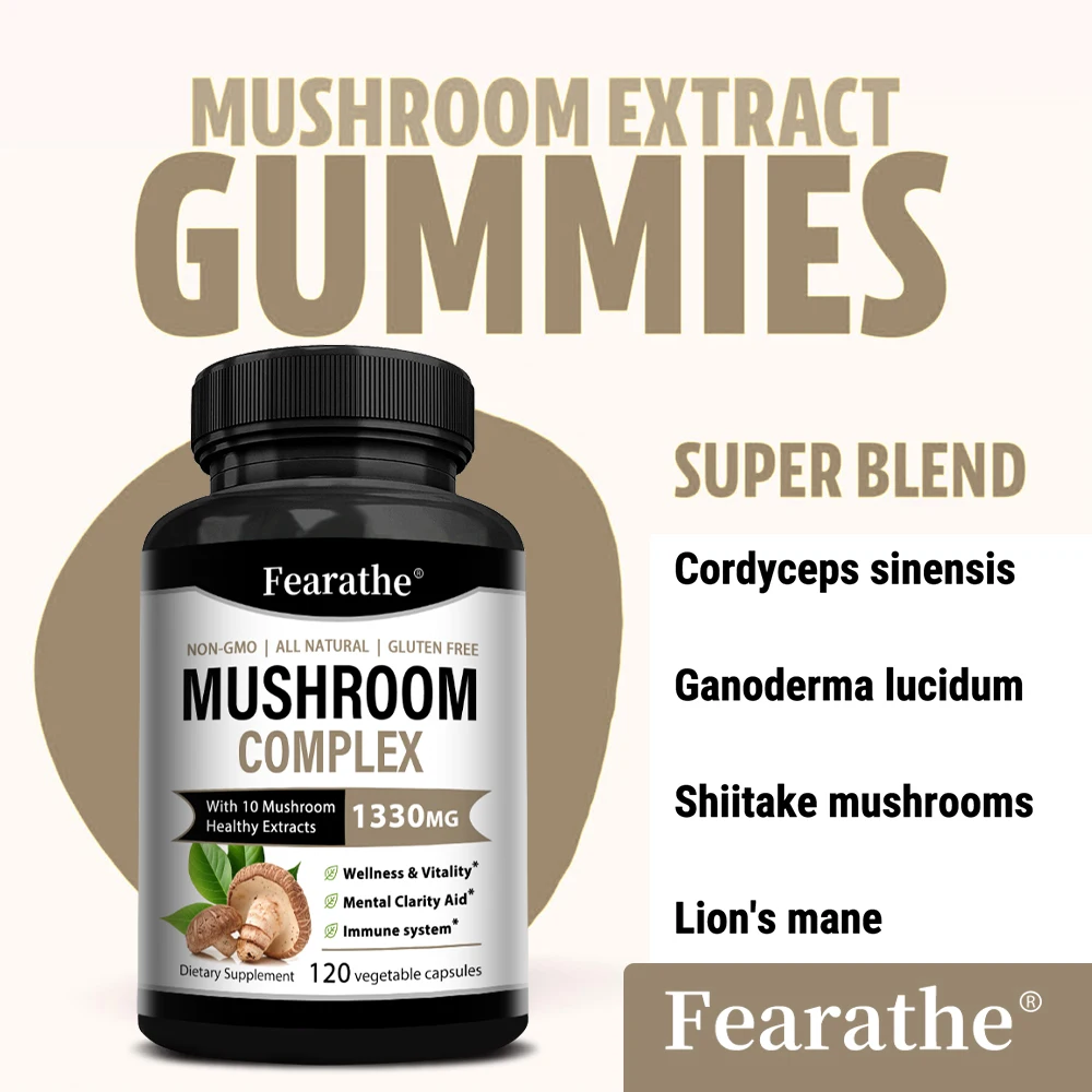 Mushroom Complex Capsules, Lion’s Mane & Reishi & Cordyceps Blend, Support Brain Focus, Memory, Mood, Energy & Immune Health view 4