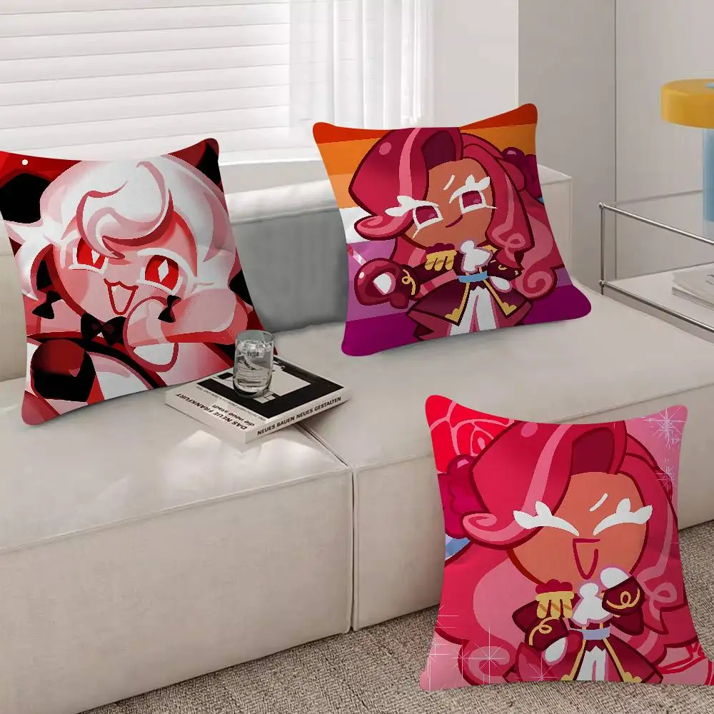 C-Cookie Run K-Kingdom Raspberry Cookie 45*45cm Cushion Cover Cushion Covers Natural Linen Breathable Sofa Bedroom Pillowcase