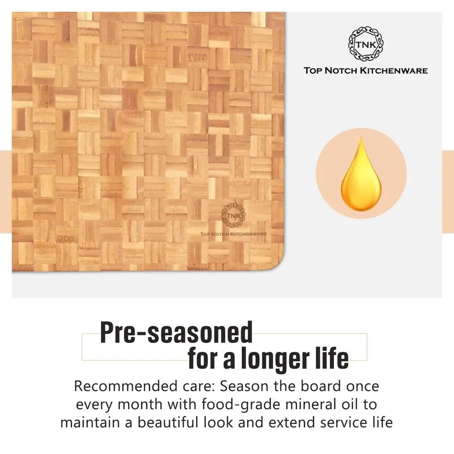 لوح تقطيع من الخيزران للحبوب النهائية احترافي، أقدام مطاطية غير قابلة للانزلاق