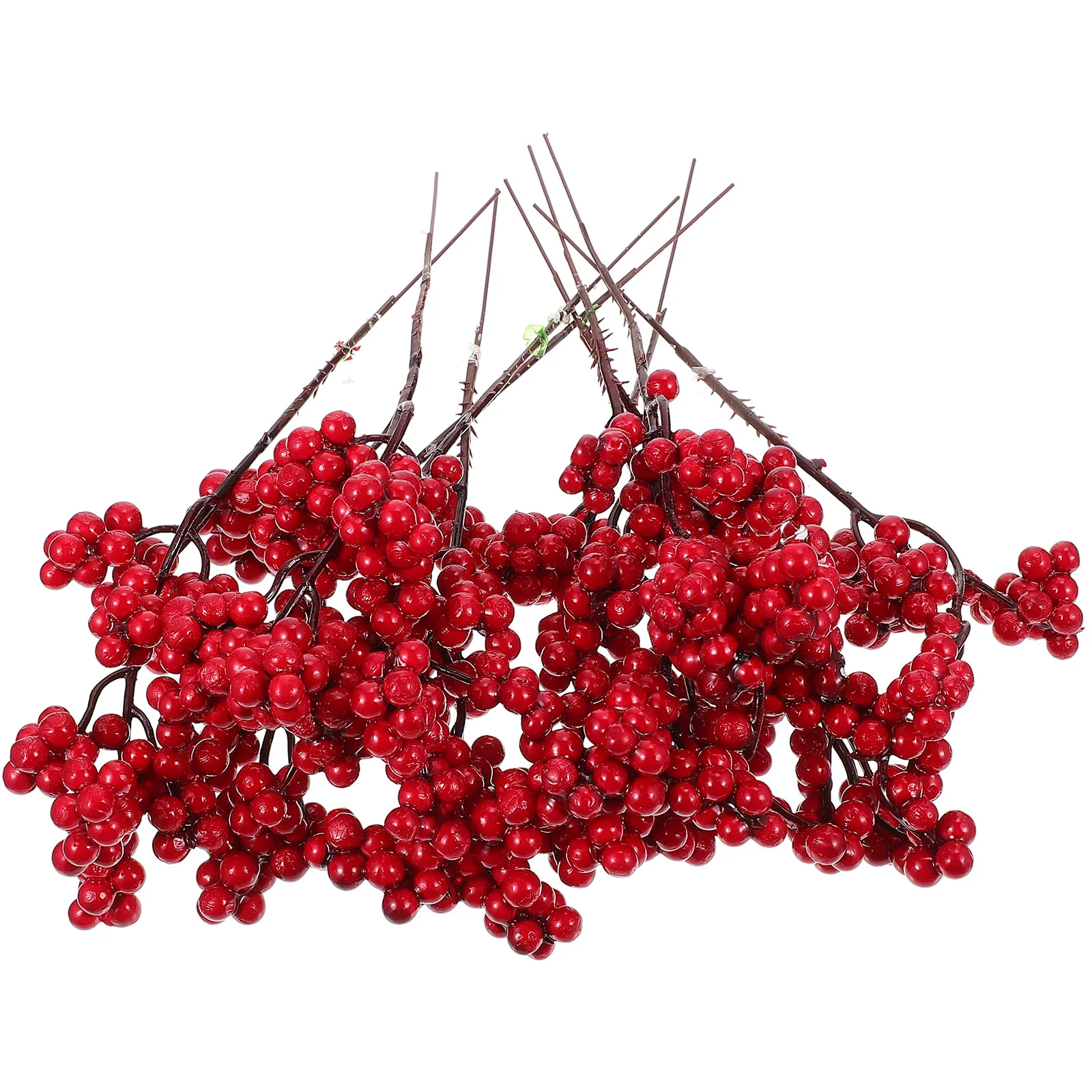 

10pcs Artificial Berries Simulation Berry Decor Christmas Fruit Holly Vivid Branches Plastic Small Plant Craft Home Party