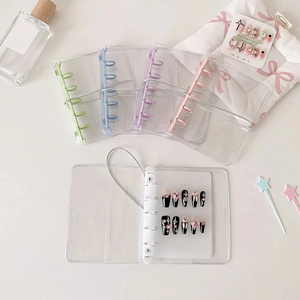 

DIY Nails Album False Nails Display Board Transparent PVC Card Cover Fake Nail Storage Frame Strap Photocard Holder