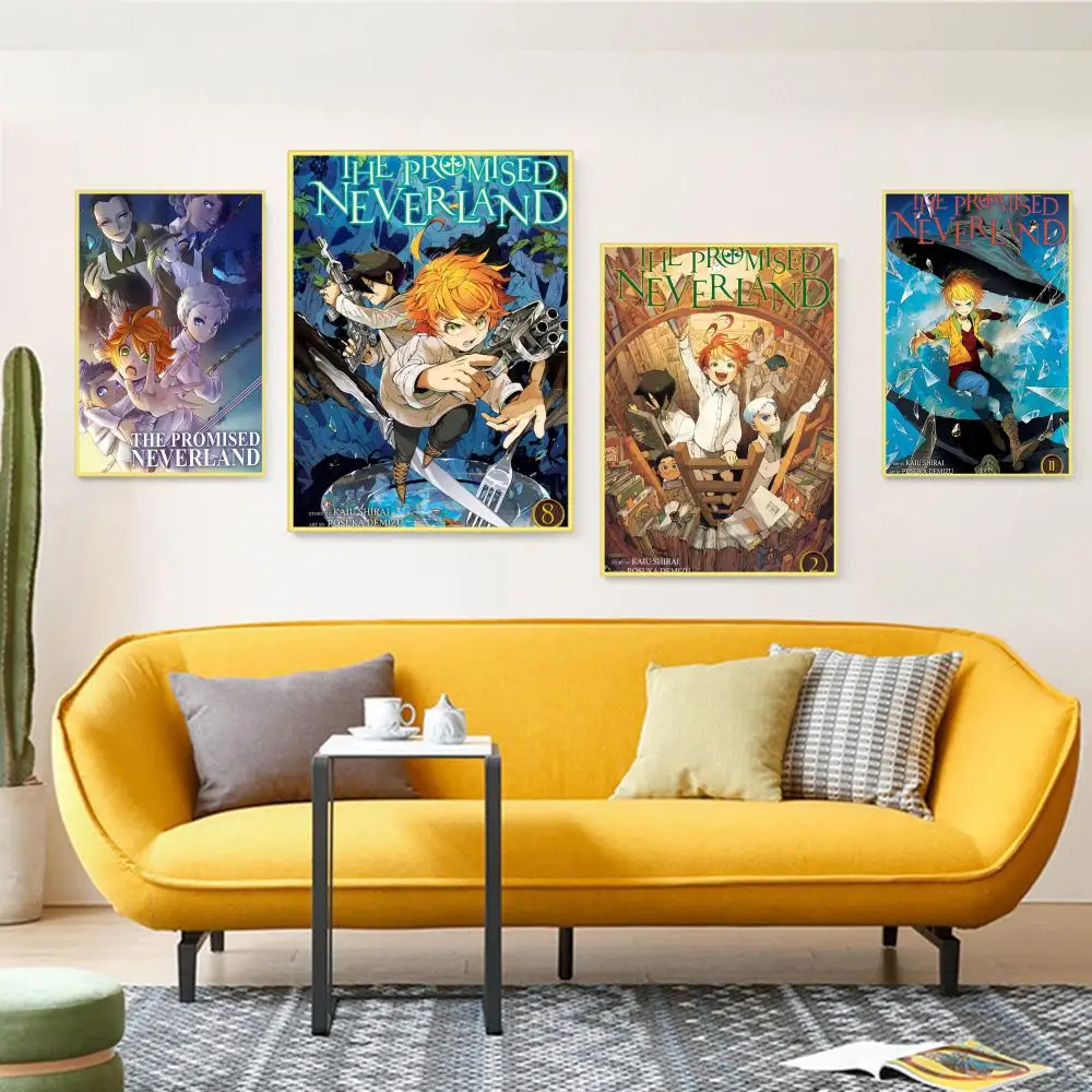 

Cartoon The Promised Neverland Poster Self-adhesive Art Poster Whitepaper Prints Posters Artwork Aesthetic Art Wall Painting