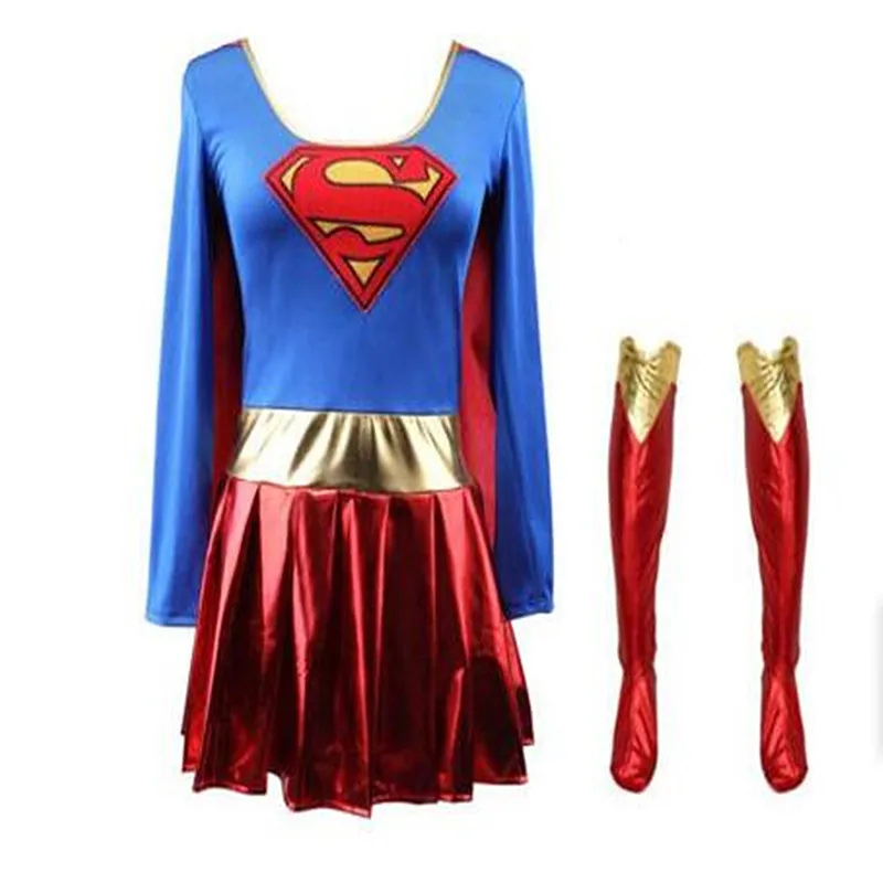 فستان نسائي خارق مع أغطية أحذية كيب شخصية فيلم كوسبلاي للهالوين زي مثير للسيدات فستان حفلات العطلات