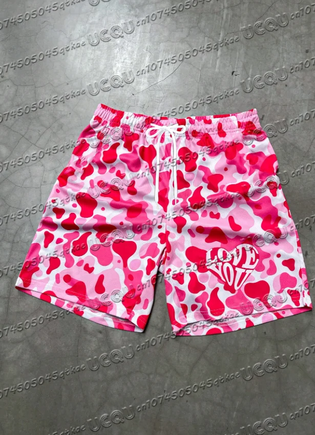 

Men's Letter LOVE YOU Print Beach Shorts Casual Unisex Gym Fitness Men's Summer Women Shorts Sport Beach Shorts