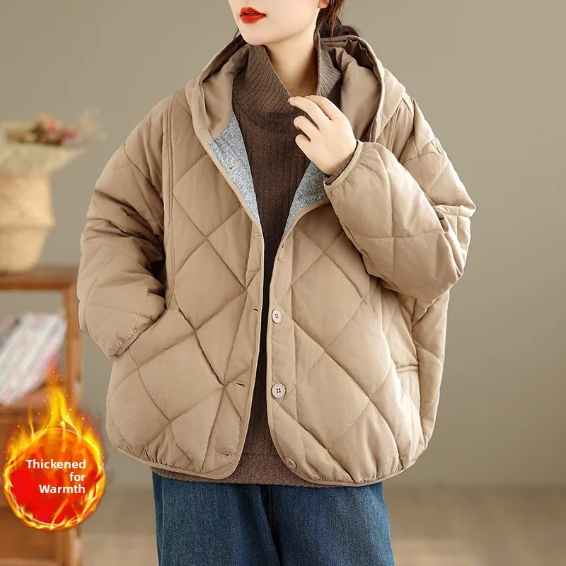 

Женское джинто Thiened со стеганой внутренней частью и внутренней частью Fce Sve Long Sve, хлопковое пальто с капюшоном, теплая хлопковая одежда