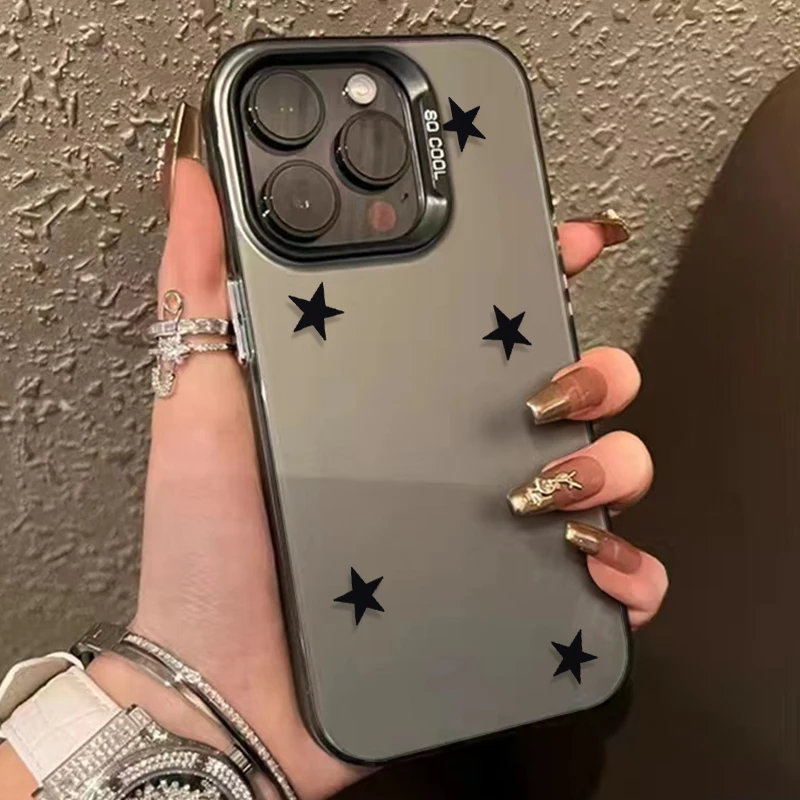 Simple Trendy Star Elements Phone Case For IPhone 16 15 14 13 12 11 Promax XR Xs Max 7 8 PLUS Cool High End Electroplated Cover