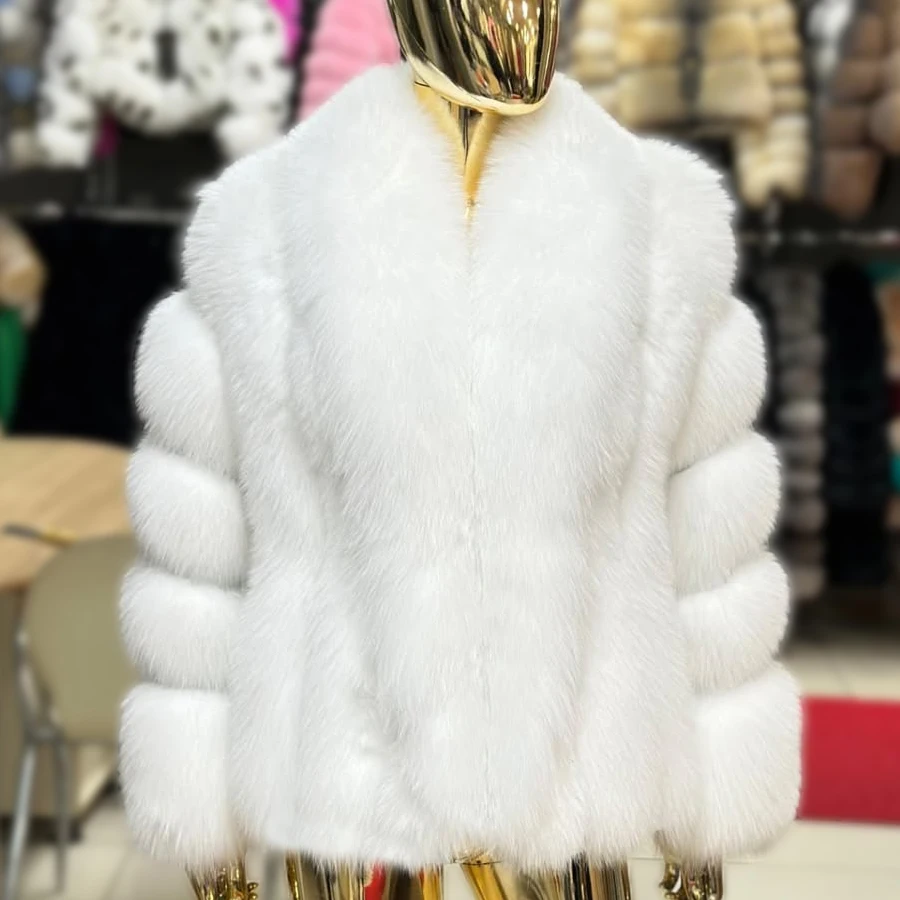 Casacos de pele de raposa real com gola de pele genuína outwear mulher inverno preto corpped jaqueta de pele de raposa de alta qualidade jaqueta de pele natural
