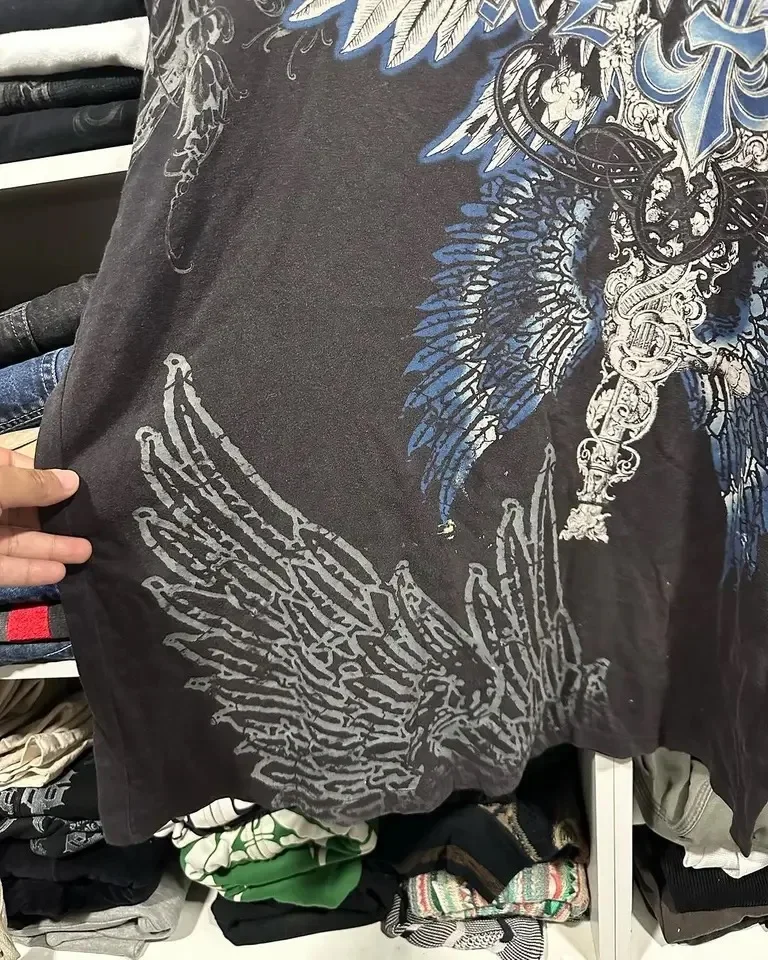 2000s Vintage Affliction T shirt New Harajuku Hip Hop Round Neck Oversized T shirt Men and Women Gothic Clothing Tops Streetwear
