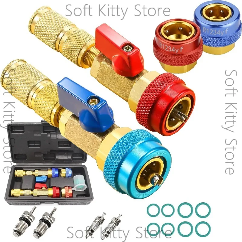 R134A R1234YF Valve Core Tool Air Condition Valve Core Refrigeration Schrader Valve Core Remover Tool with  O-Ring Rubber Seal