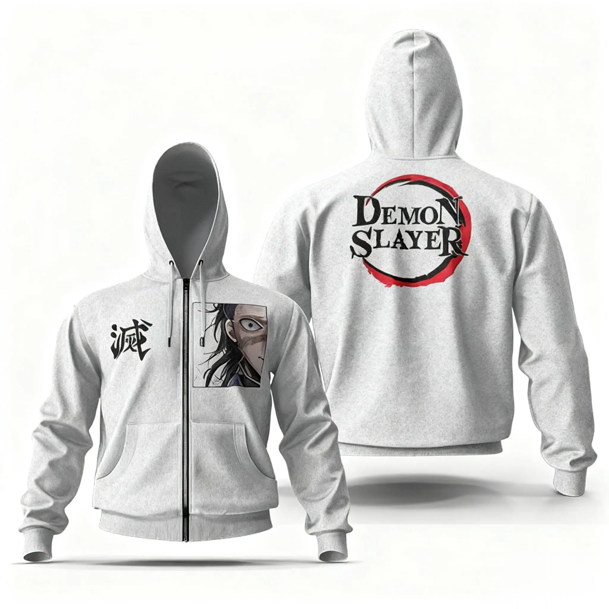 

Demon Slayer аниме куртка на молнии с капюшоном для мужчин и женщин толстовка уличная одежда оверсайз повседневная с мультяшным принтом с длинным рукавом осень-зима