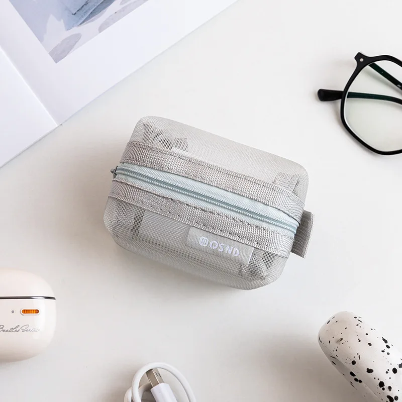 Gray Mesh Organizer Bags – for Travel, Makeup, Stationery, Electronics Accessories and Desk Drawer Organization Supplies TMZ view 2