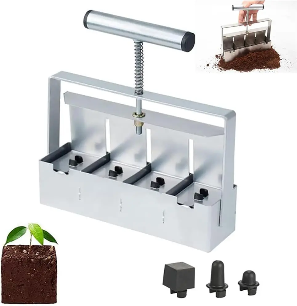 

Portable Manual Soil Blocker 2 Inch Square Block Maker for Seedlings Greenhouse Garden Planting Tools Home Gardening