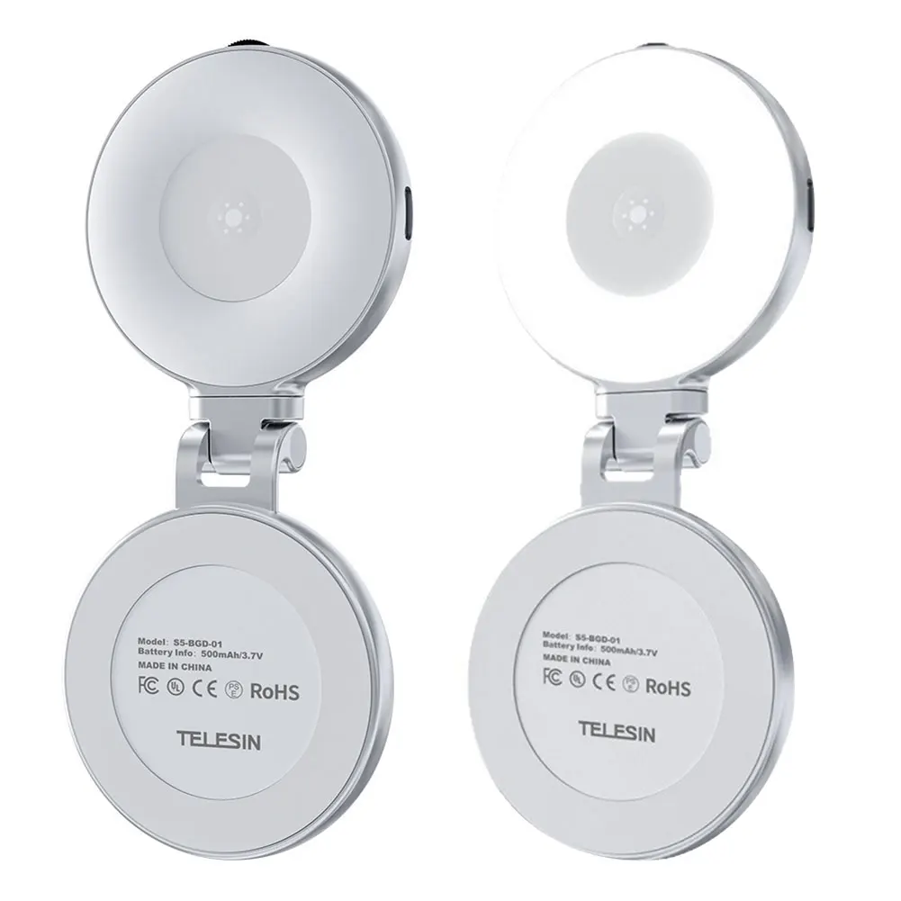 3-in-1 Phone Light with Mirror LED Fill Light Rechargeable Travel LED Cell Phone Light for Selfies/Photography/Video Conference