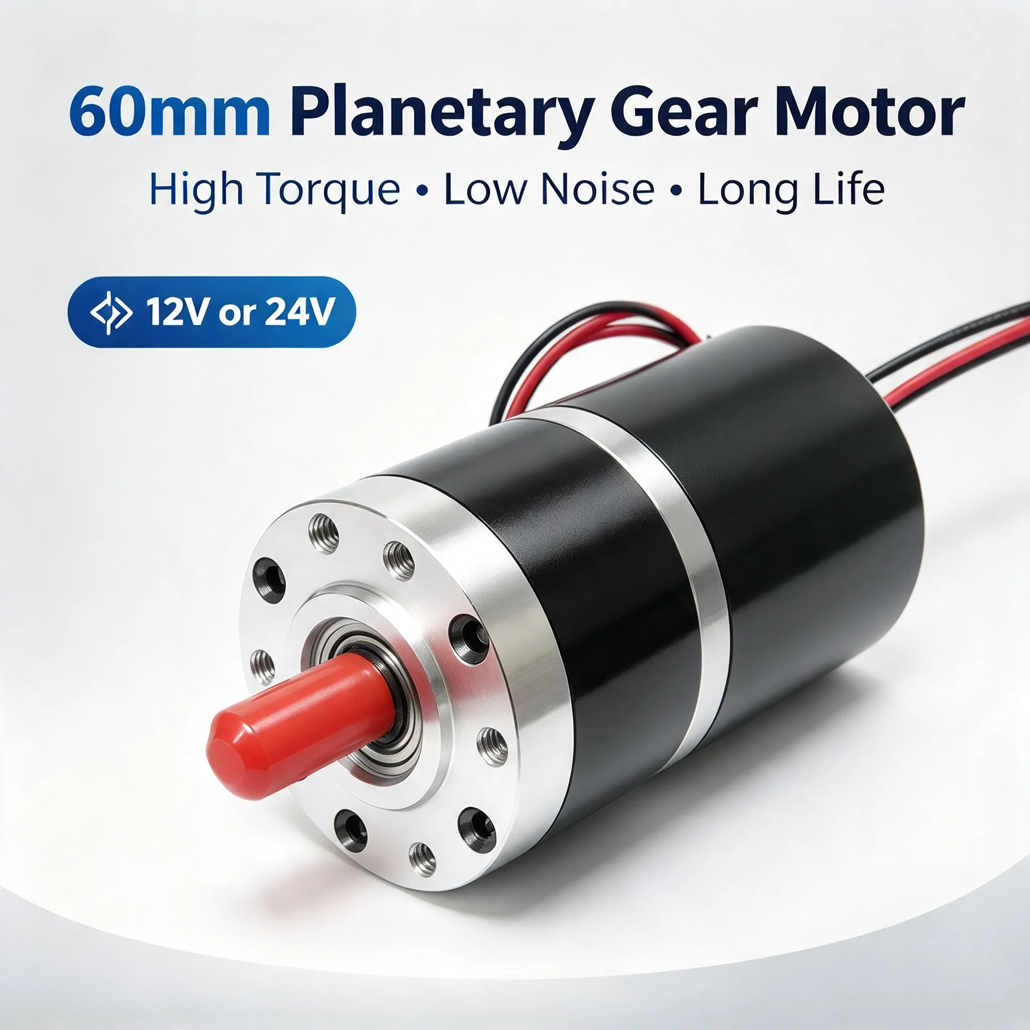60mm 12V or 24V Electric Micro Planetary Gear Motor High Torque Metal Electronic Engine for AGV Balance Vehicle Smart Equipment