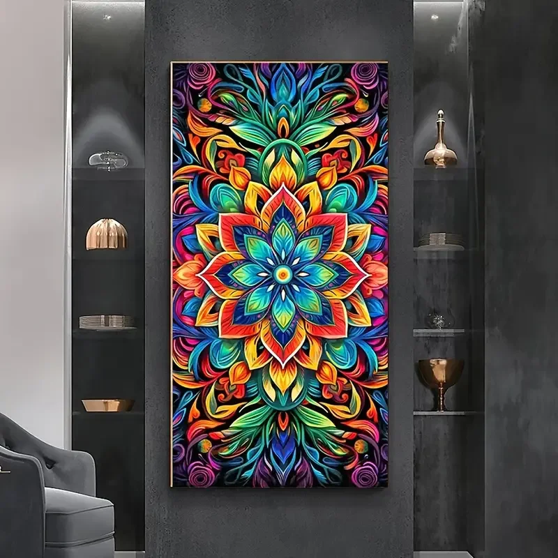 Vibrant Colorful Mandala Flowers Diy Diamond Painting Full Square Round Diamond Mosaic Embroidery Kits Jewelry Cross Stitch