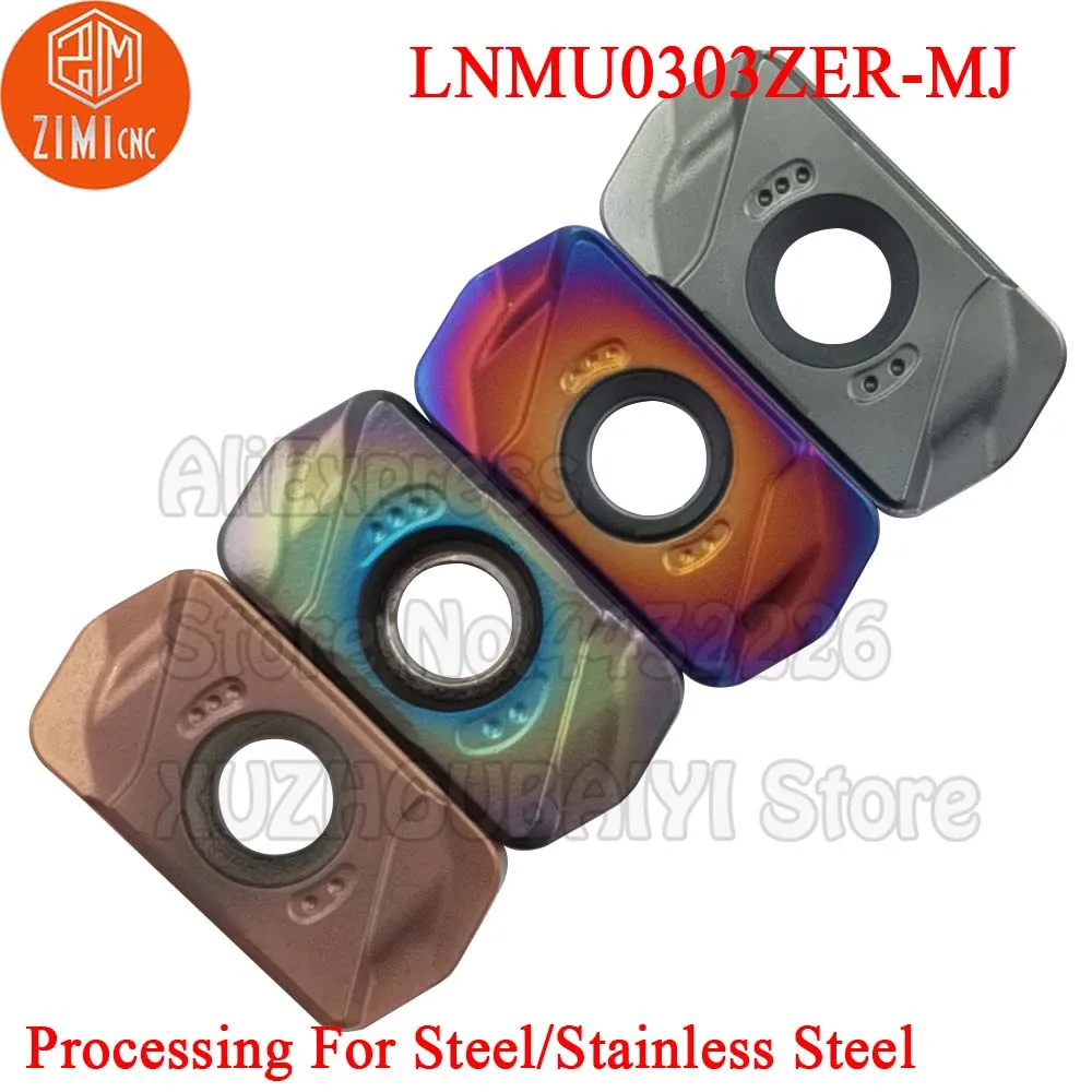 10pcs LNMU0303ZER-MJ LNMU0303ZER MJ LNMU0303 ZER MJ LNMU 0303 카바이드 빠른 피드 밀링 인서트 선삭 도구 CNC 커터 블레이드