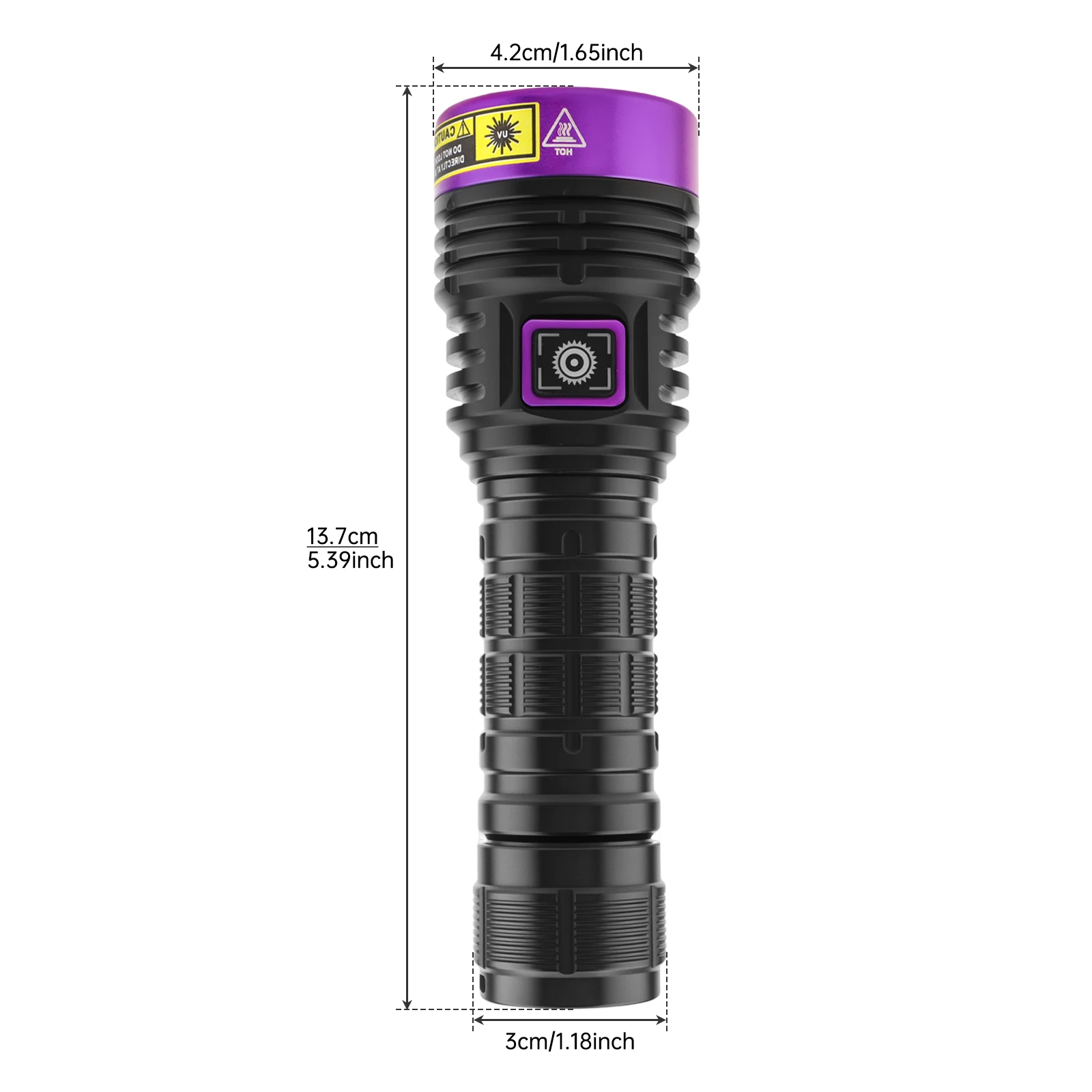 SecurityIng Y58 4-core 3 LED UV 365 nm Black Light Flashlight with TypeC Charging, 21700 Battery Powered 30W Blacklight