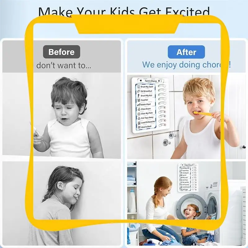 Erasable Chore Chart For Kids For Kids To Do List Routine Task Planning Board With Magnetic Stickers Refrigerator Magnet Durable