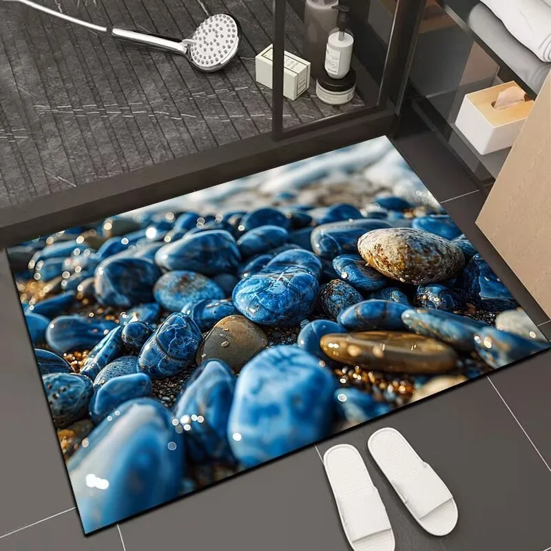 

3D printed Marine stone printed quick-drying diatom mud bathroom floor MATS and anti-slip floor MATS at the door