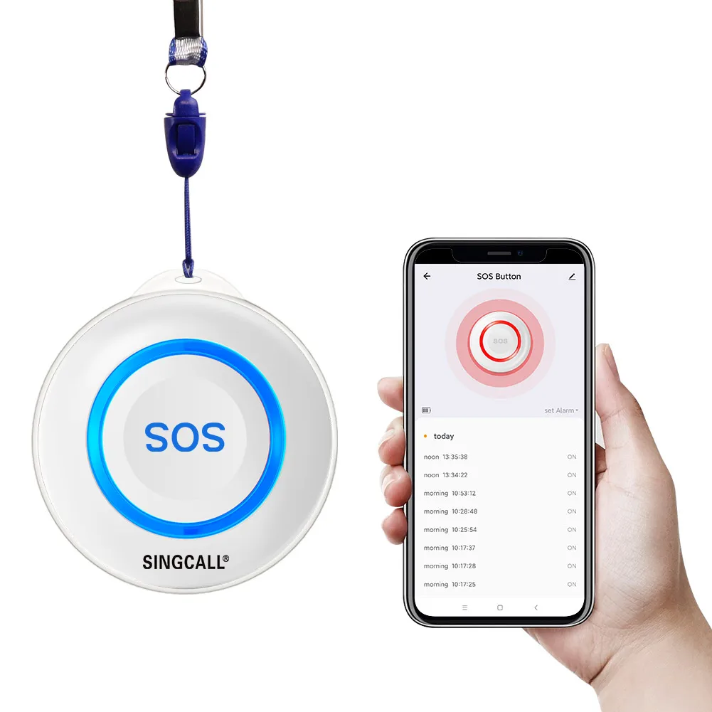 SINGCALL Tuya WiFi Smart Home SOS Emergency Button Alarm for Handicapped Caregiver Pager Wireless Nurse Alert System for Elderly