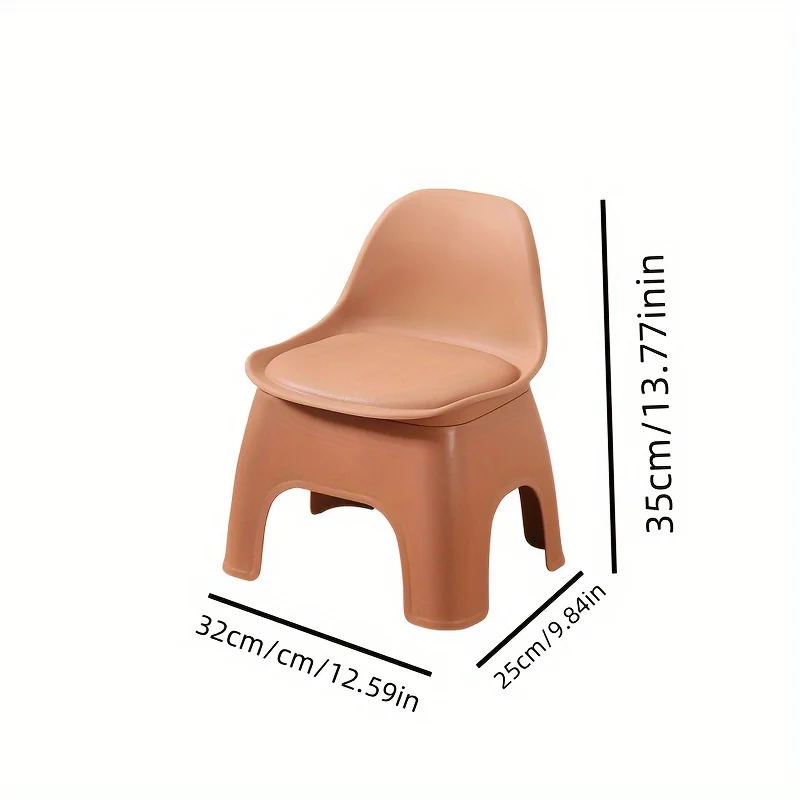 Plastic Circular Stool, Household Chair, Small Stool, Backrest Chair, Portable,  Durable, Suitable for Living Room, Bathroom image 4