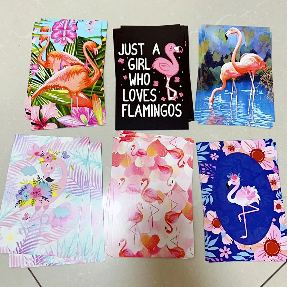 6 pcs/pack Flamingo Postcard Greeting Gift Christmas Cards Birthday Mother\'s Day Card Letter Envelop Stationery