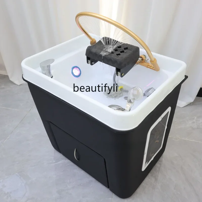 Head Therapy Bed for Beauty Salon  Head Therapy Instrument Water Circulation Fumigation Water-Free Mobile Shampoo Basin