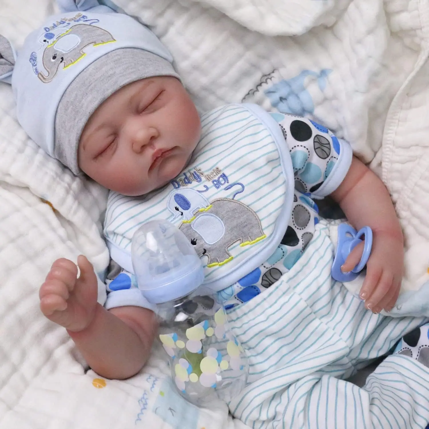 50cm newborn reincarnation doll, real life, vinyl, realistic newborn doll, boy, gentle touch doll, handmade doll toy, Halloween and Christmas gift, suitable for children over 3 years old