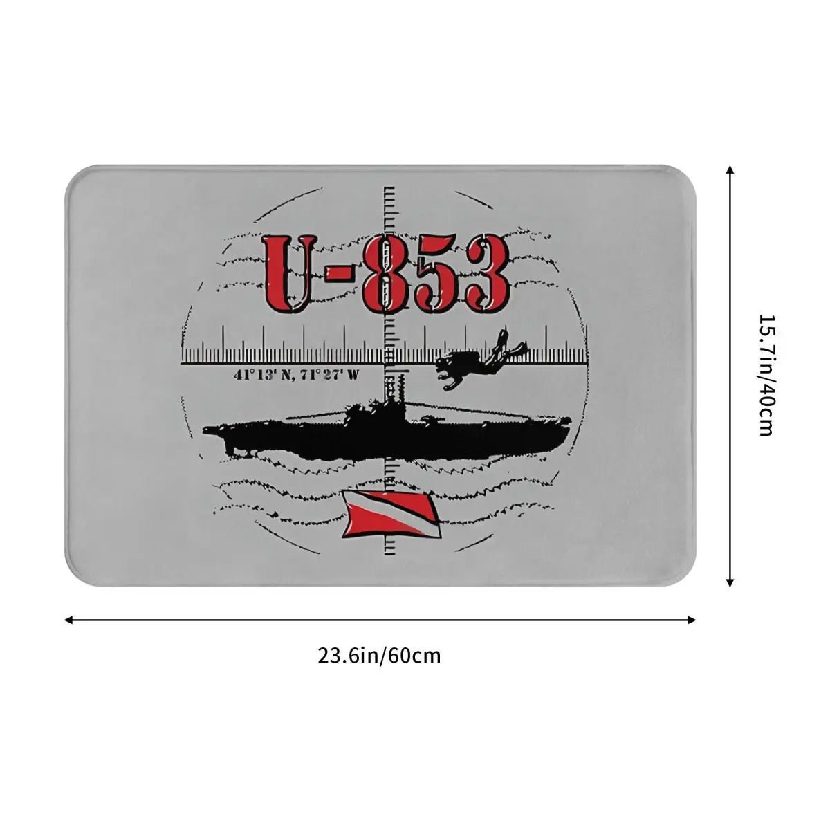 U-853 U-boat German Submarine Wreck Scuba Dive Diver Diving Non-slip Rug Doormat Bath Mat Floor Carpet Bedroom Decorative