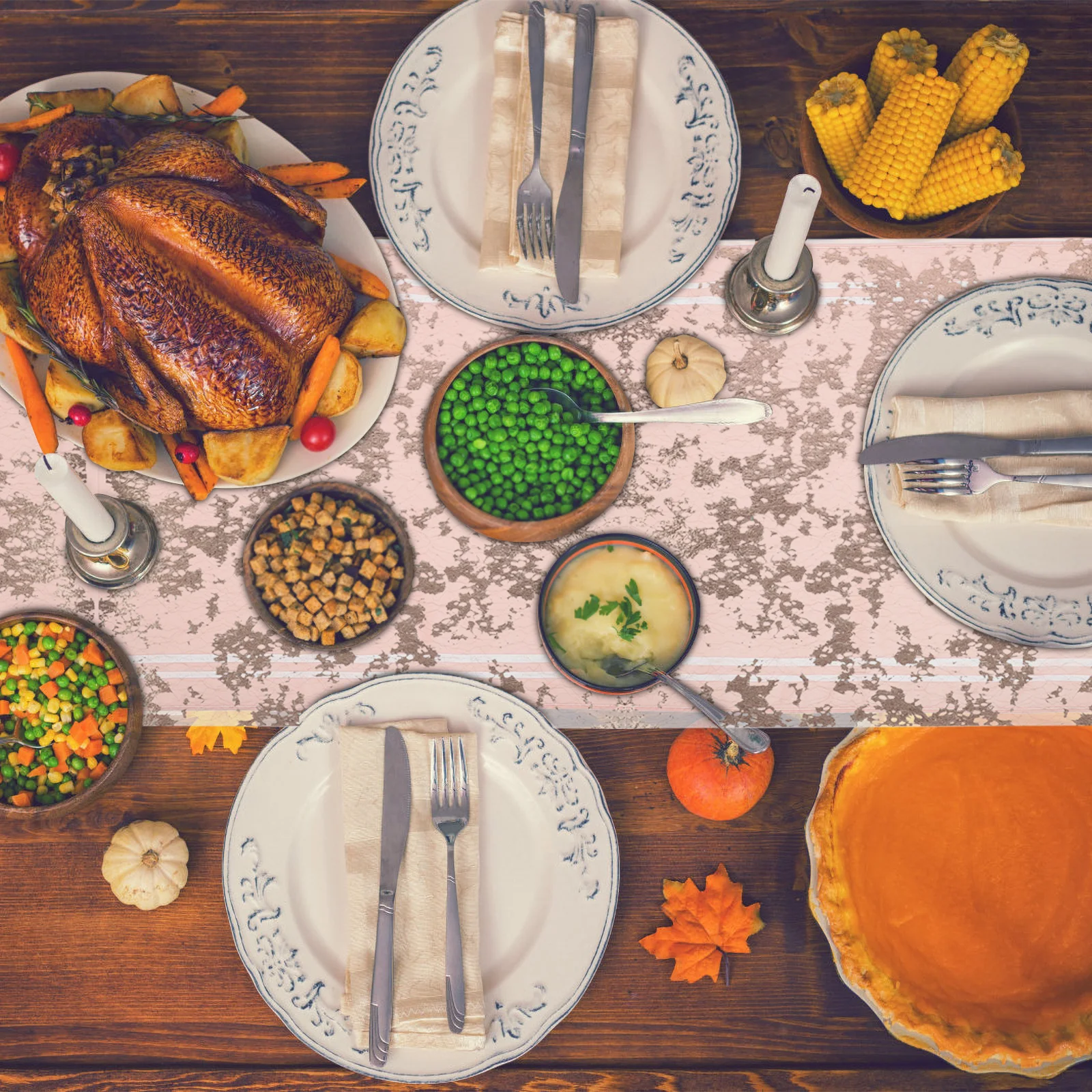 

Rose Gold Table Runner Exquisite Pattern Wear Resistant Polyester Fabric for Holiday Party Table Decoration Bouquet Wrapping