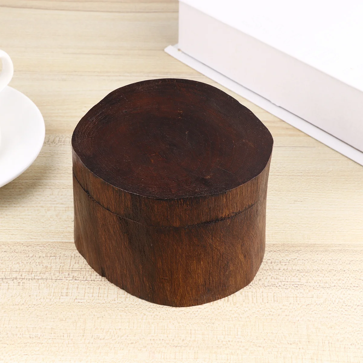 Round Wooden Jewelry Storage Box Retro Diameter 10-11cm Height 7cm Vintage Organizer for Bracelet Earing Storage