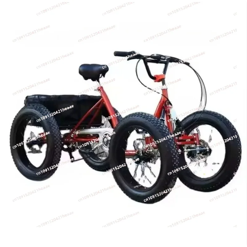 Suitable for 20inch cargo bike fat tire 4 wheel bicycle pedal four wheeler can be used as cargo   basket bicicleta