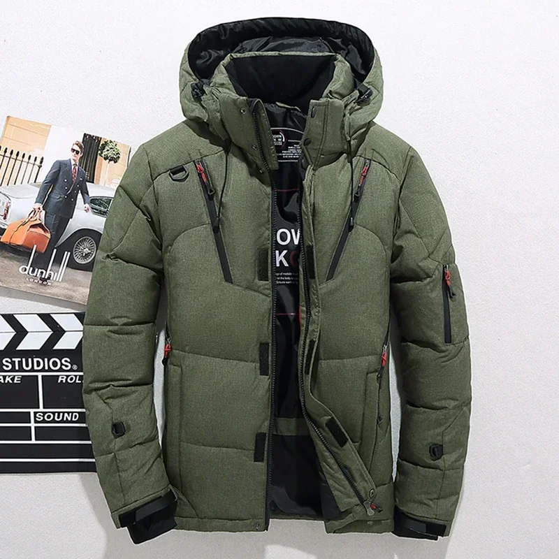 Herren weiße Enten Daunen jacke warme Kapuze dicke Puffer Jacke Mantel männlich lässig hochwertige Mantel Thermal Winter Parka Männer