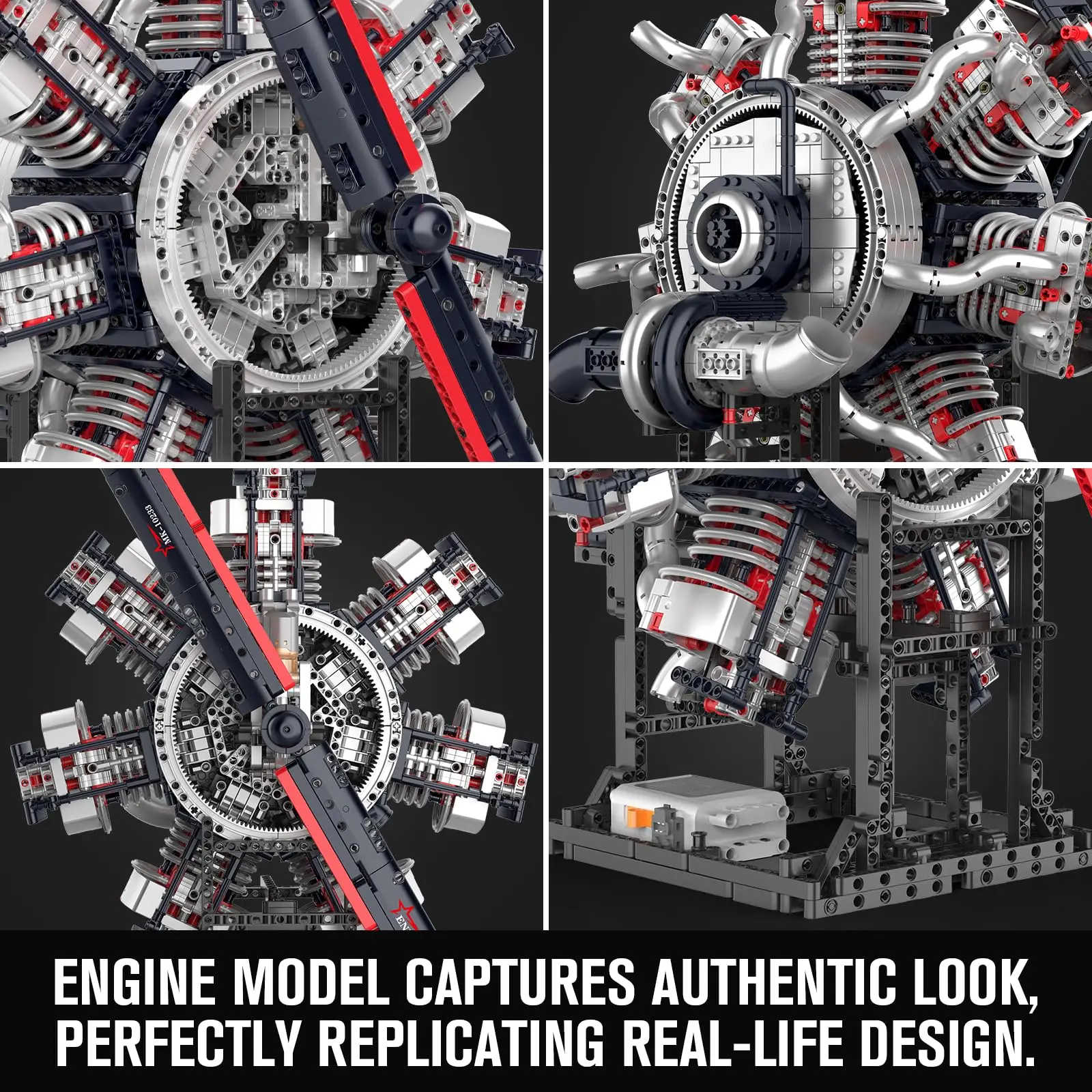 3089개 항공기 엔진 조립 세트, 14세 이상 청소년/성인용 군용 엔진 모델 키트, 전시용 STEM 엔지니어링 장난감