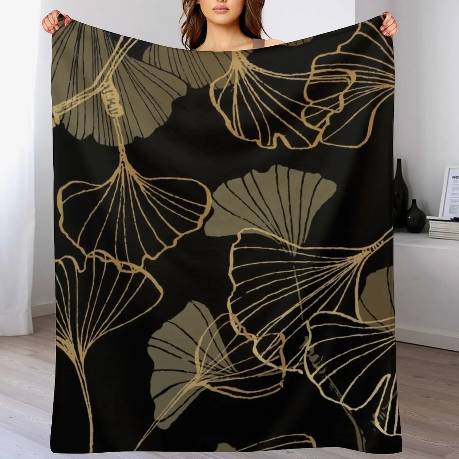 

Ginkgo Throw Blanket Portable Lightweight Blanket for Travel Camping