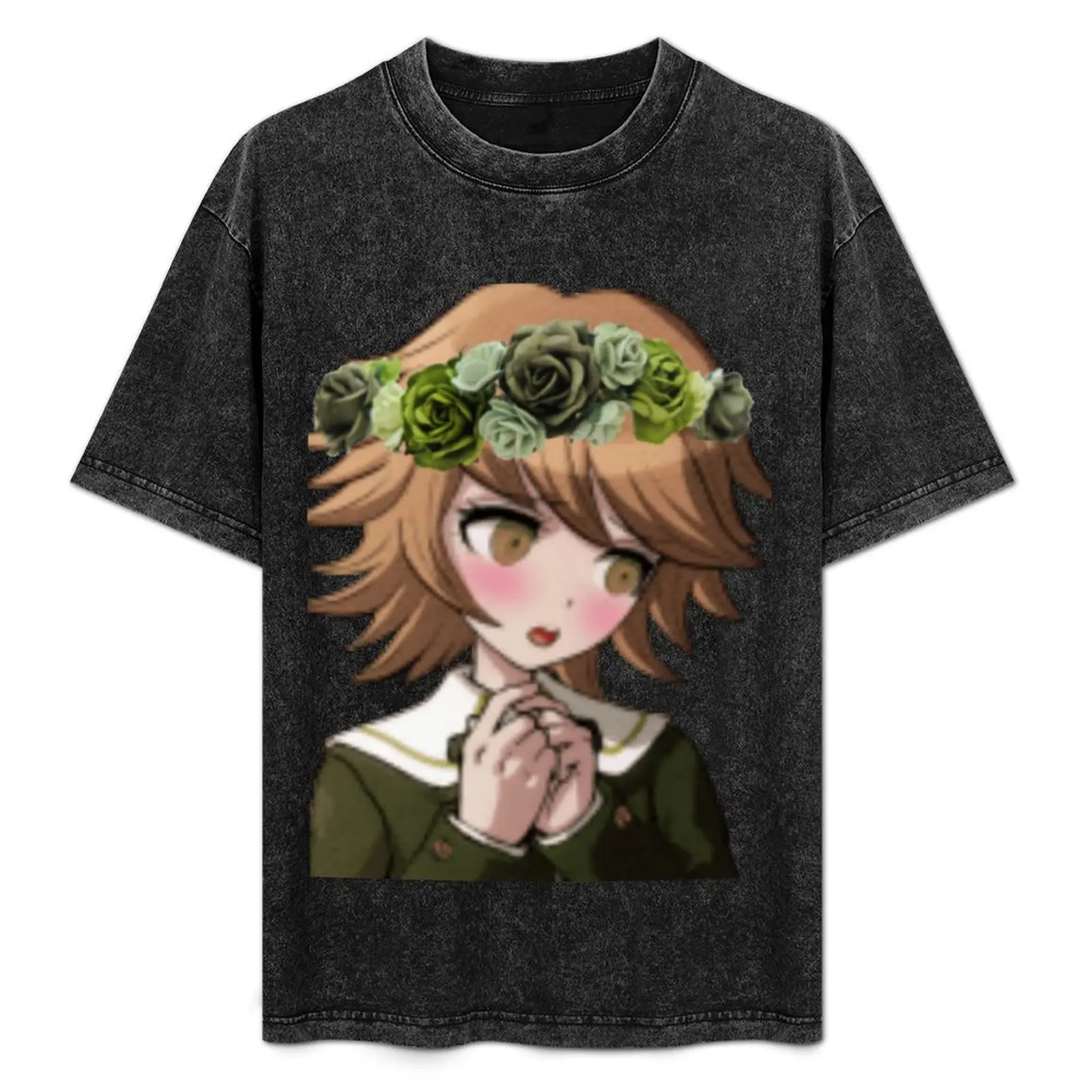 

Danganronpa Chihiro Fujisaki With Flower Crown T-Shirt No Iron Casual Short Sleeve Top