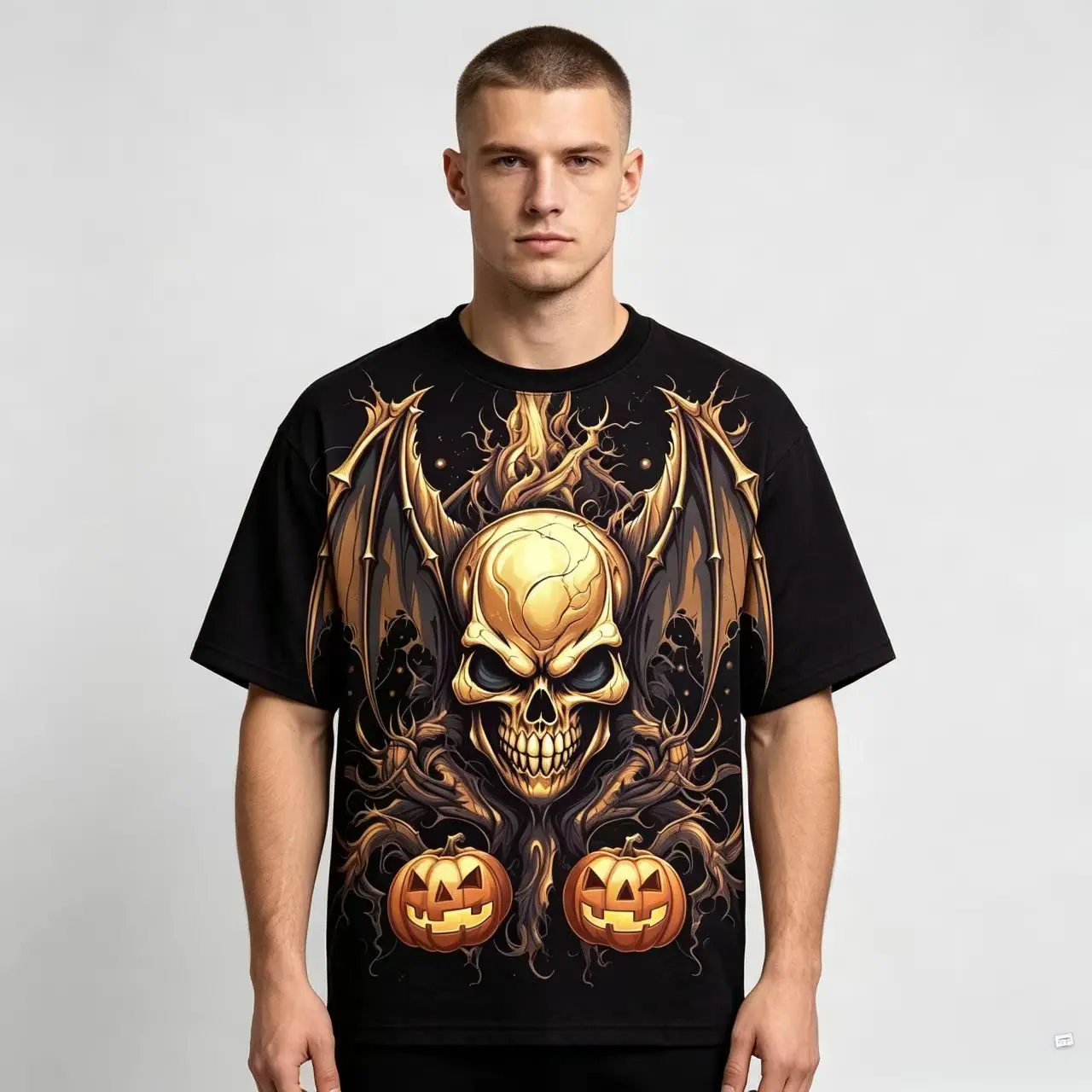 Camiseta estampada com um gato preto para o Halloween, para homens e mulheres, de manga curta, estilo casual, com padrão retro, ideal para usar no dia