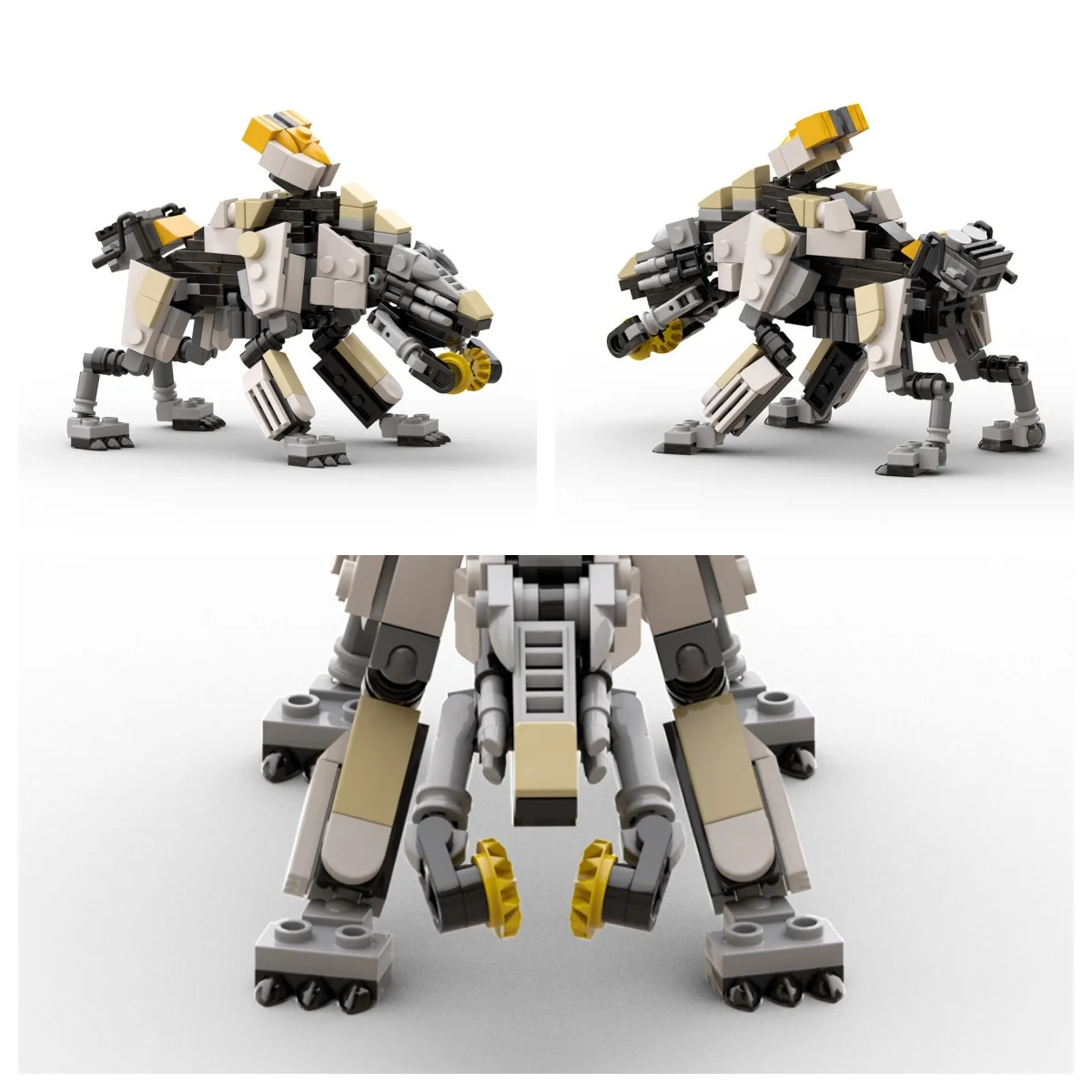 Post-Apocalyptic Mech Beast MOC Building Blocks Aggressive Mechanical Dinosaur Model High-Detail Future Creature Bricks DIY