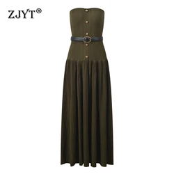 ZJYT Spring Summer Strapless Long Knitting Sweater Dresses for Women 2026 Fashion Elegant Sexy Party Dress Black Vestidos Female