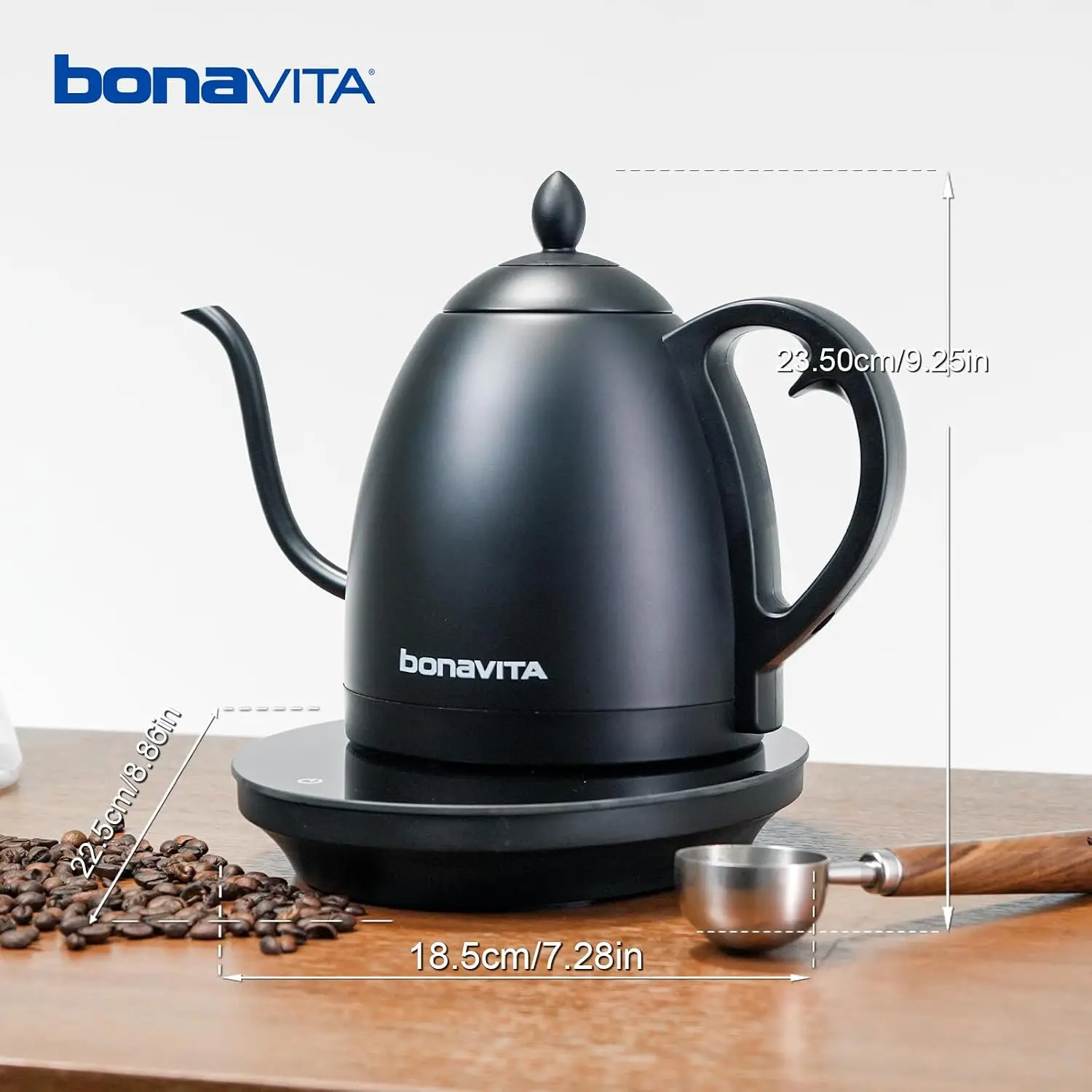Cosmopolitan 1.0L Gooseneck Electric Kettle, Stainless Steel Water Boiler for Coffee Brew and Tea Precise Pour Control, 6 Preset