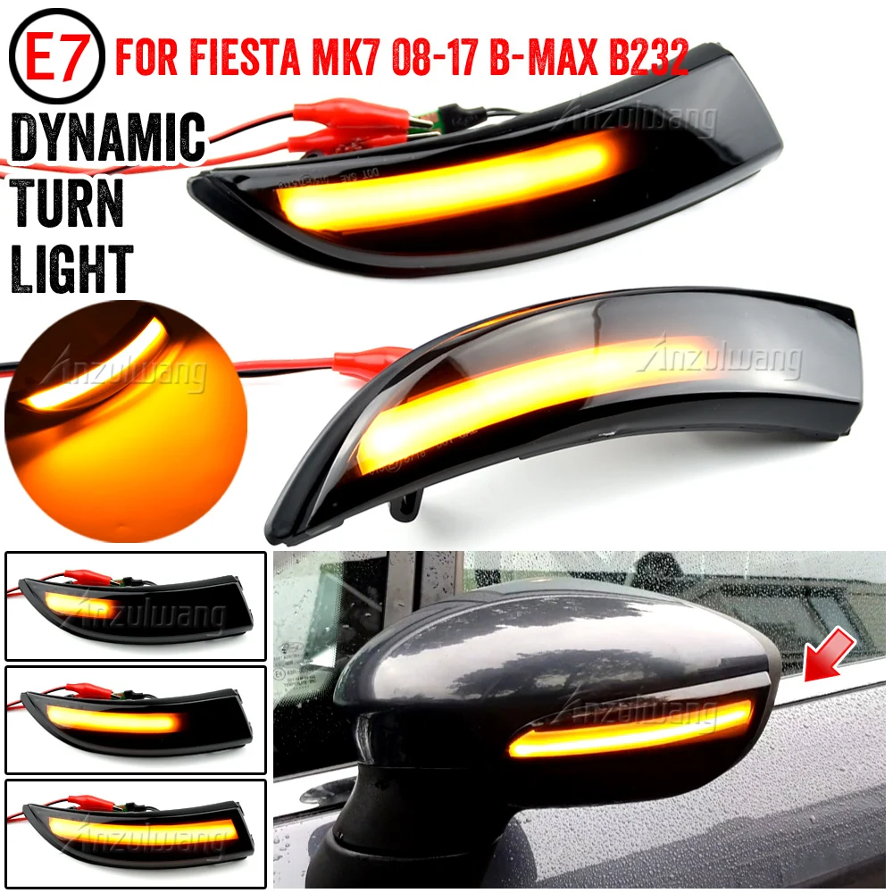 

2pcs Dynamic LED Turn Signal Light Flowing Side Wing Rearview Mirror Indicator For Ford Fiesta Mk7 2008-2017 for Ford B-Max