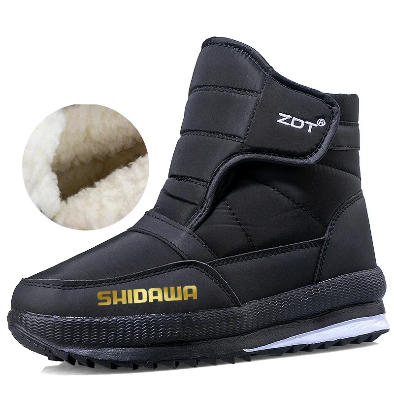 Winter Thicken Men's Snow Boots Plus Velvet Warm, Anti Slip, Waterproof Women Short Barrel Large Size Cotton Shoes Fishing Boots