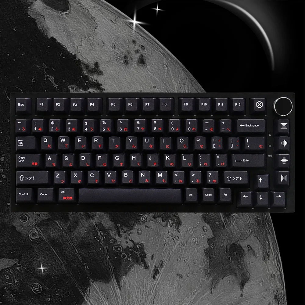 Minimalist black keycaps Japanese WOB original height PBT sublimation large full set of mechanical keyboard caps 64/75/87