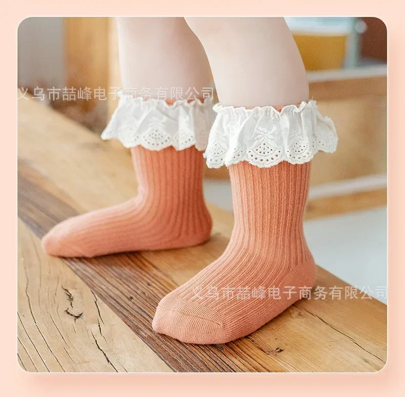 2/1 Pairs Girl Socks Ruffle Baby Spring Summer Children's Princess Socks Lace Cotton Medium Tube Autumn Girl Socks Baby