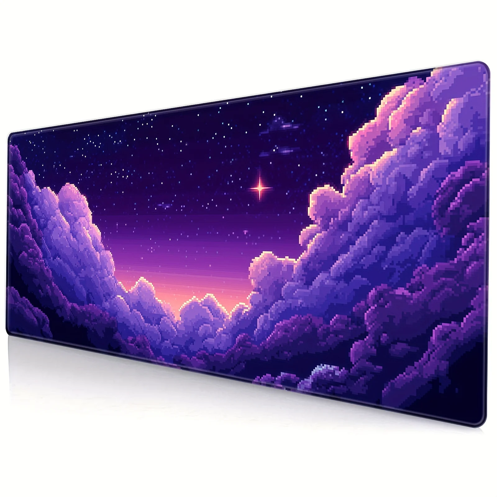 

Cute Kawaii Clouds Large Mouse Pad Purple Anime Gaming desk Mat Stitched Edges Non-Slip for Office Home Computer Keyboard Laptop