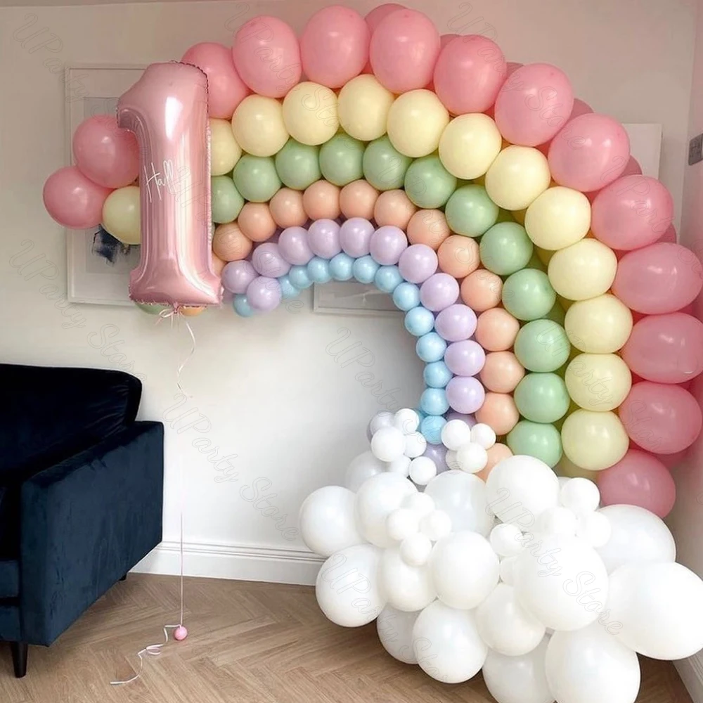 231 szt. Tęczowe balony łuk pastelowy różowy Macaron tęczowy balon girlanda na na urodziny i bociankowe dekoracja tła ślubne