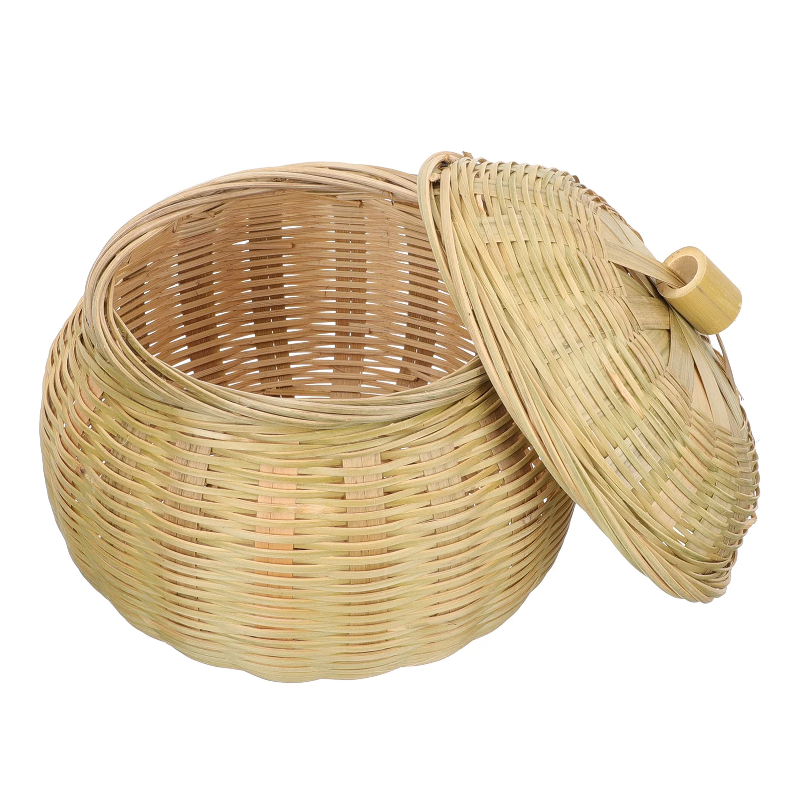 

Storage Basket with Lid Wicker Straw Outdoor Eggs Bamboo Bin Woven Baskets Sundry