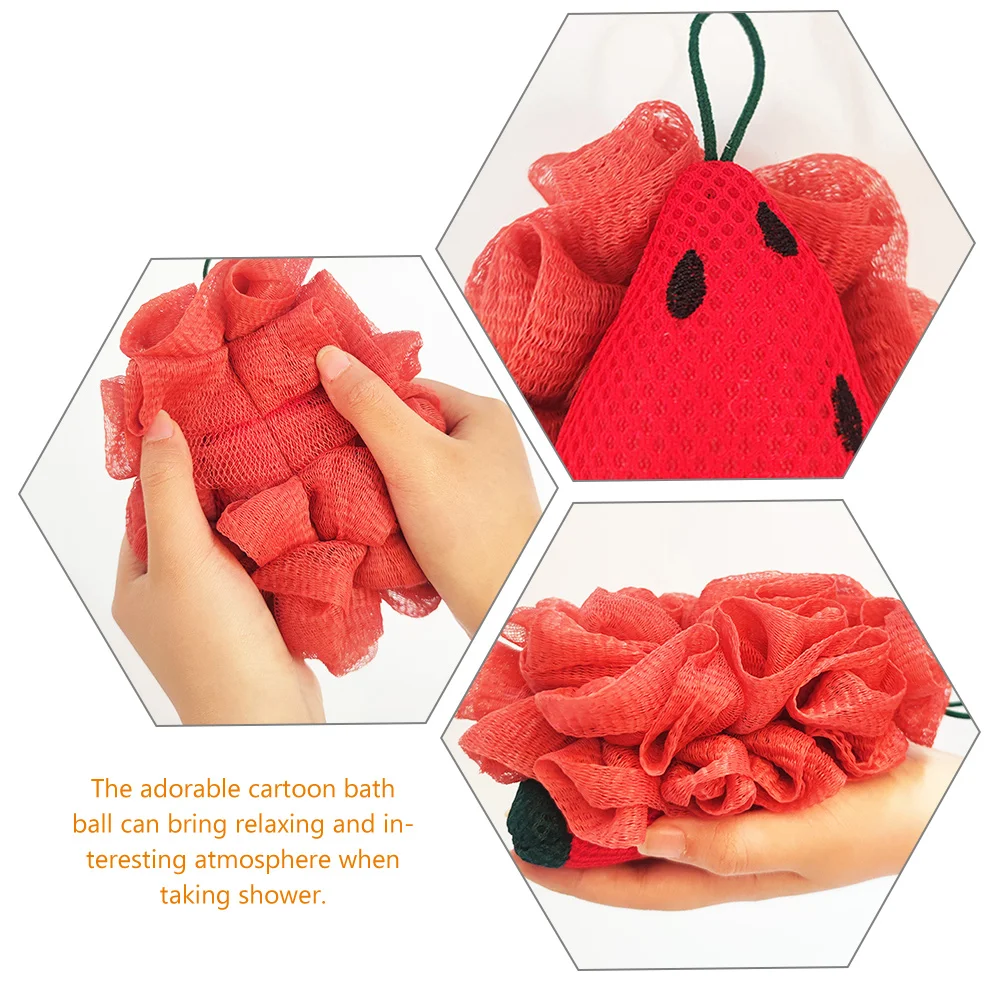 

Watermelon Bathing Flowers Shower Loofah Red Body Scrubber Cartoon Bath Ball Sponge Exfoliator Portable Bathroom Gadget Travel
