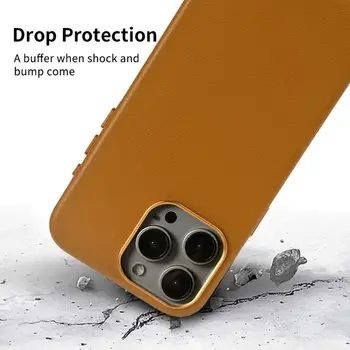 Ekologické magnetické kožené pouzdro na telefon pro iPhone 16 Pro Max 15Pro 14 13Pro 14Pro s MagSafe Fundal Back Shell capa 10 nejlepší prodej MagSafe pro iPhone 14 Pro Max - №7