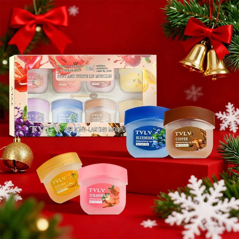 مجموعة العناية بالشفاه مكونة من 8 قطع، مجموعة بلسم الشفاه الرطوبة، خطوط الشفاه المتلاشى، مكياج أحمر الشفاه، منتجات العناية بالبشرة الطبيعية المستندة بالنباتات #1